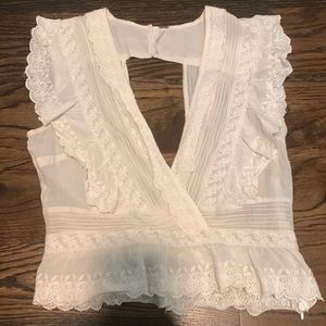 Free People White Eyelet Lace Top